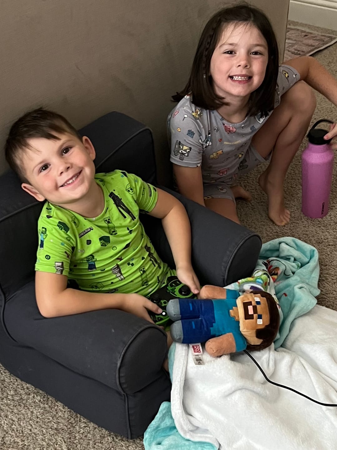 Customer photo review of Minecraft Pixel Pals Bamboo Kids Pajama Short Set