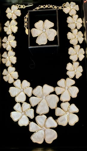 Customer photo review of HEIDI DAUS®"Pretty Primrose" Crystal & MOP Floral Bib Necklace