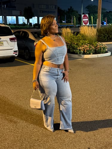 Customer photo review of The Denim Corset Top