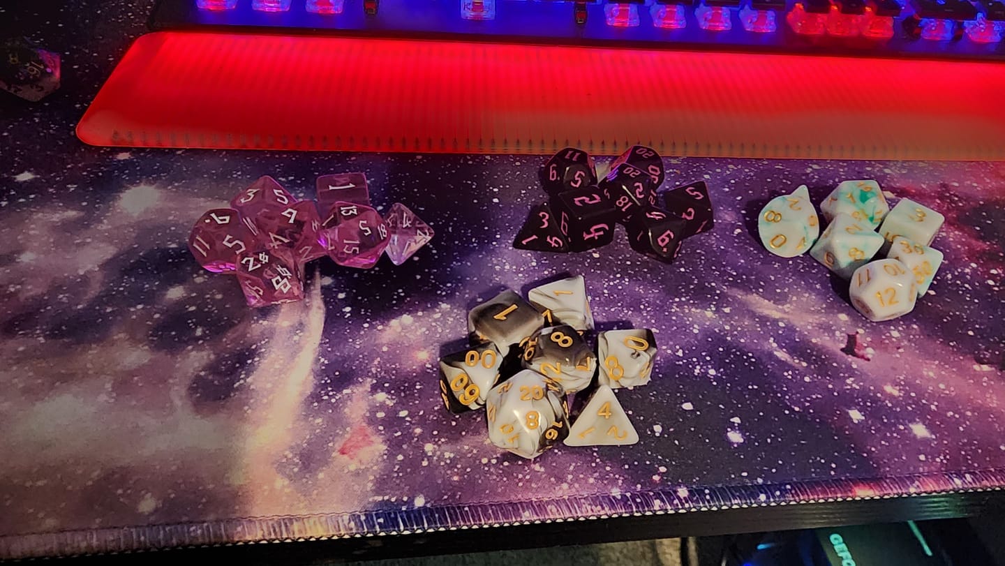 Customer photo review of 3 Mystery Acrylic Dice Sets