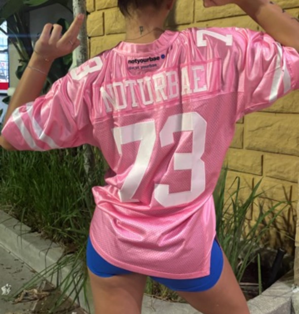 Customer photo review of Custom Pink White Classic Style Mesh Authentic Football Jersey