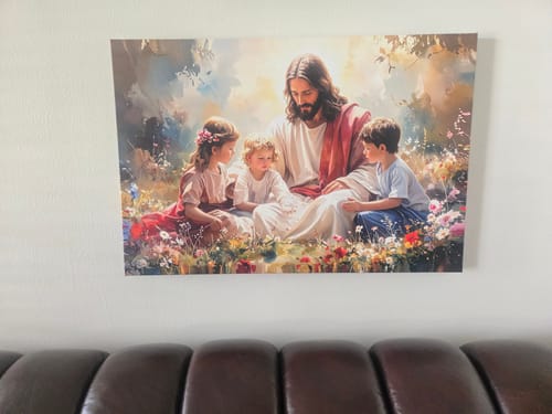 Customer photo review of Jesus With Children Faith Wall Art II