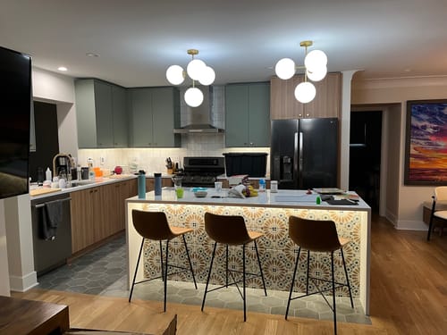 Customer photo review of 4-Light Opal Glass Globe Sputnik Semi Flush Chandelier