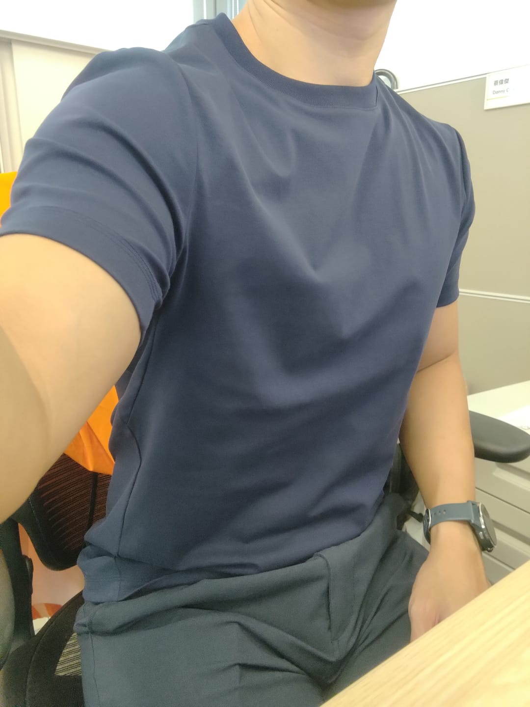 Customer photo review of InstantCool Jersey Crew Neck T-Shirt | Navy NYE009