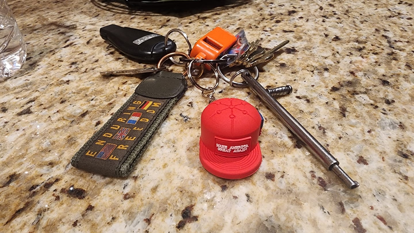 Customer photo review of MAGA Hat Keychain (Limited Edition)