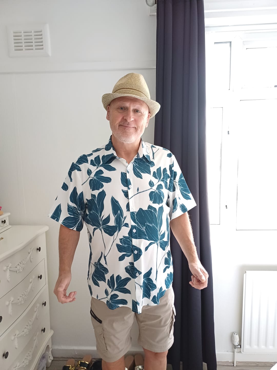 Customer photo review of Men's Summer Casual Floral Button Up Short Sleeve Holiday Cool Beach Shirt