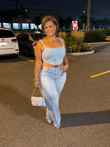 Customer photo review of The Denim Corset Top