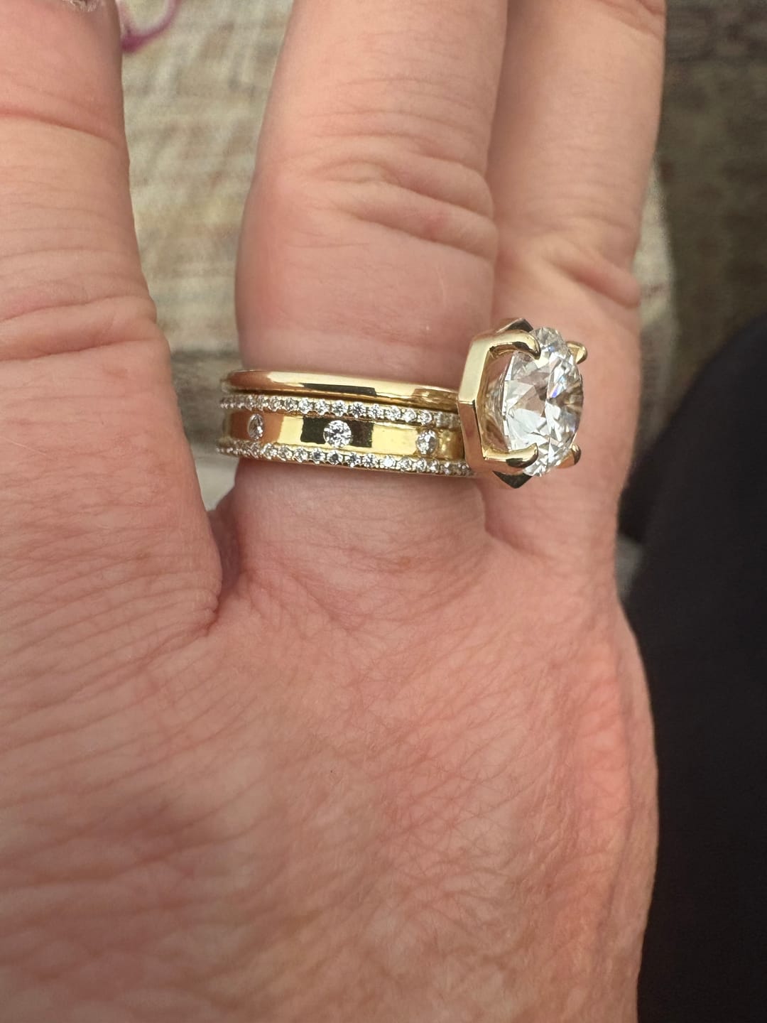 Customer photo review of S925 Louily Fashion Yellow Gold Round Cut Wedding Band In Sterling Silver