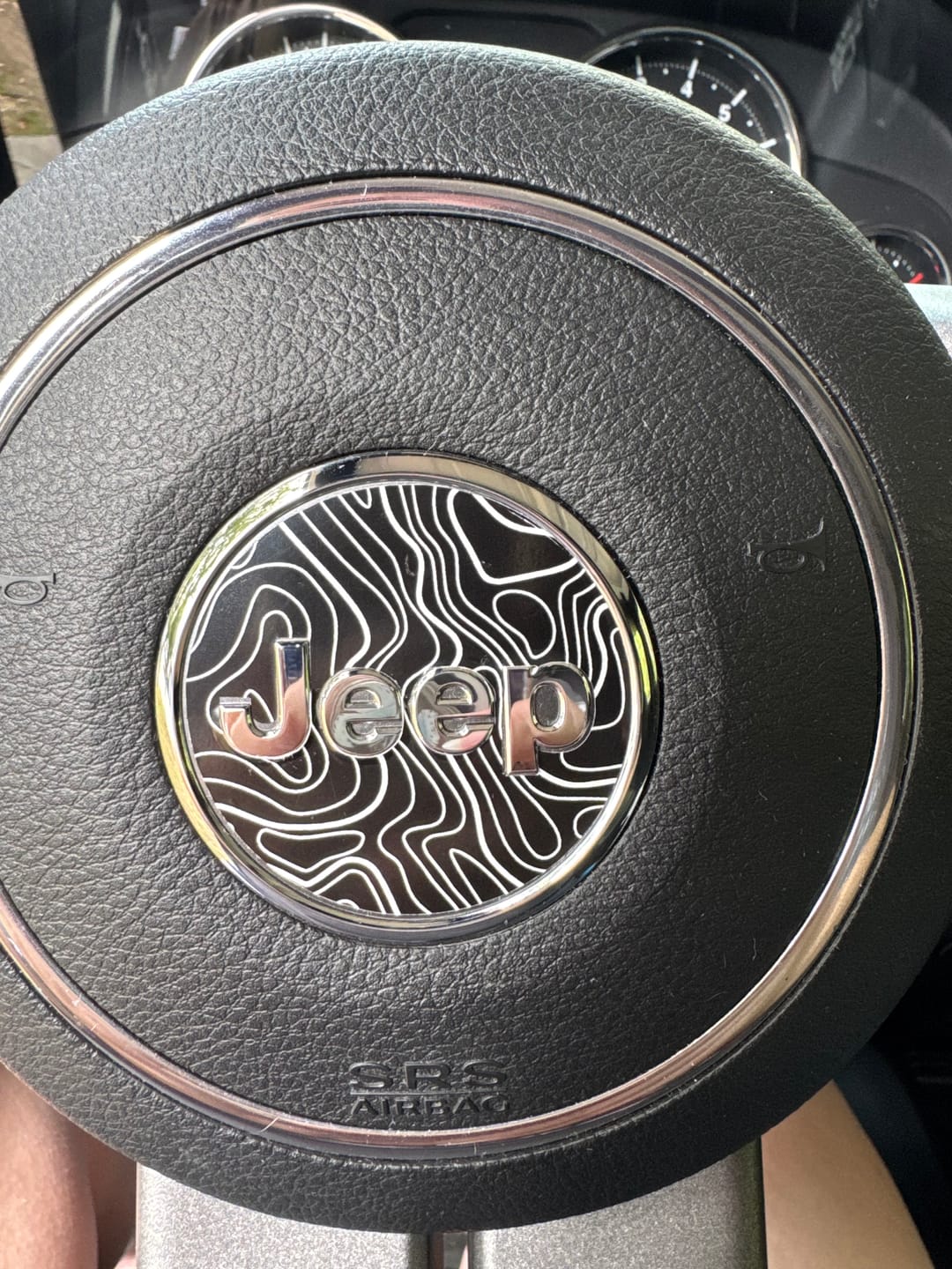 Customer photo review of Topographical Map Print Steering Wheel Decal for Jeep