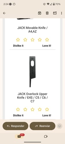 Customer photo review of JACK Overlock Upper Knife / E4S / C5 / C6 / C7