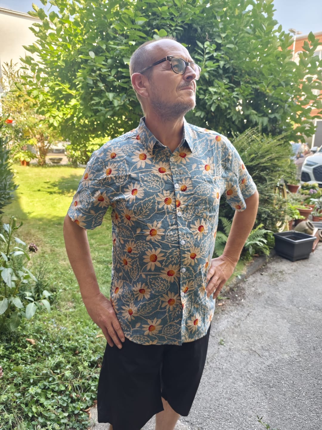 Customer photo review of Herren Blumenmuster Baumwolle Kurzarmhemd