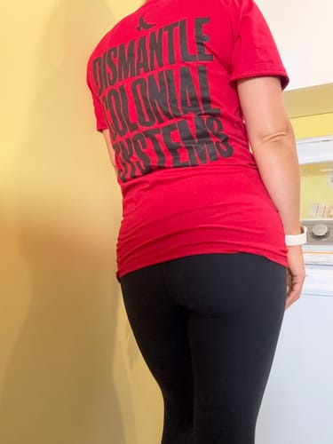 Customer photo review of Dismantle Colonial Systems Hoodie