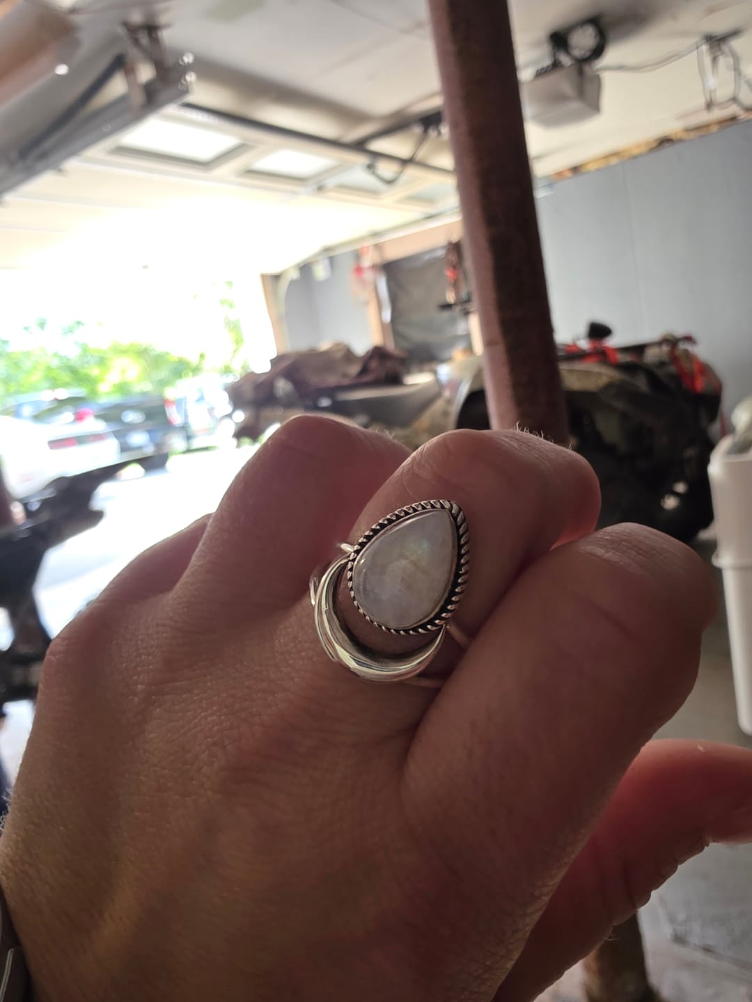 Customer photo review of Sterling Silver Crescent Moon Moonstone Ring