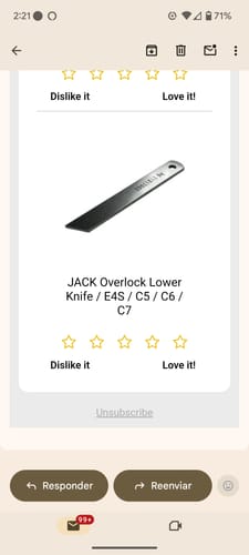 Customer photo review of JACK Overlock Lower Knife / E4S / C5 / C6 / C7