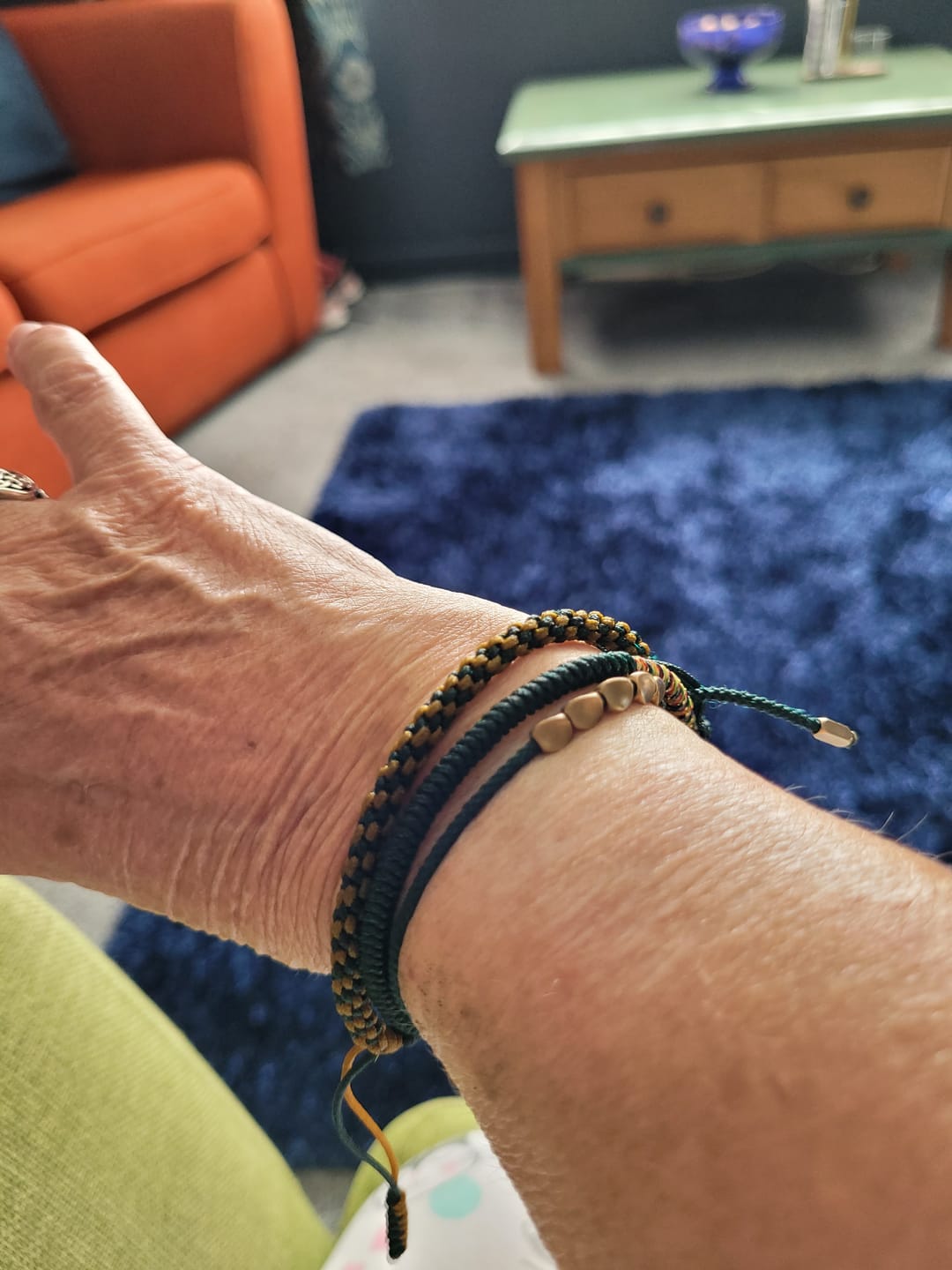 Customer photo review of Buddha Stones 3 PCS Tibetan Copper Beads Healing Protection Luck Bracelet Set