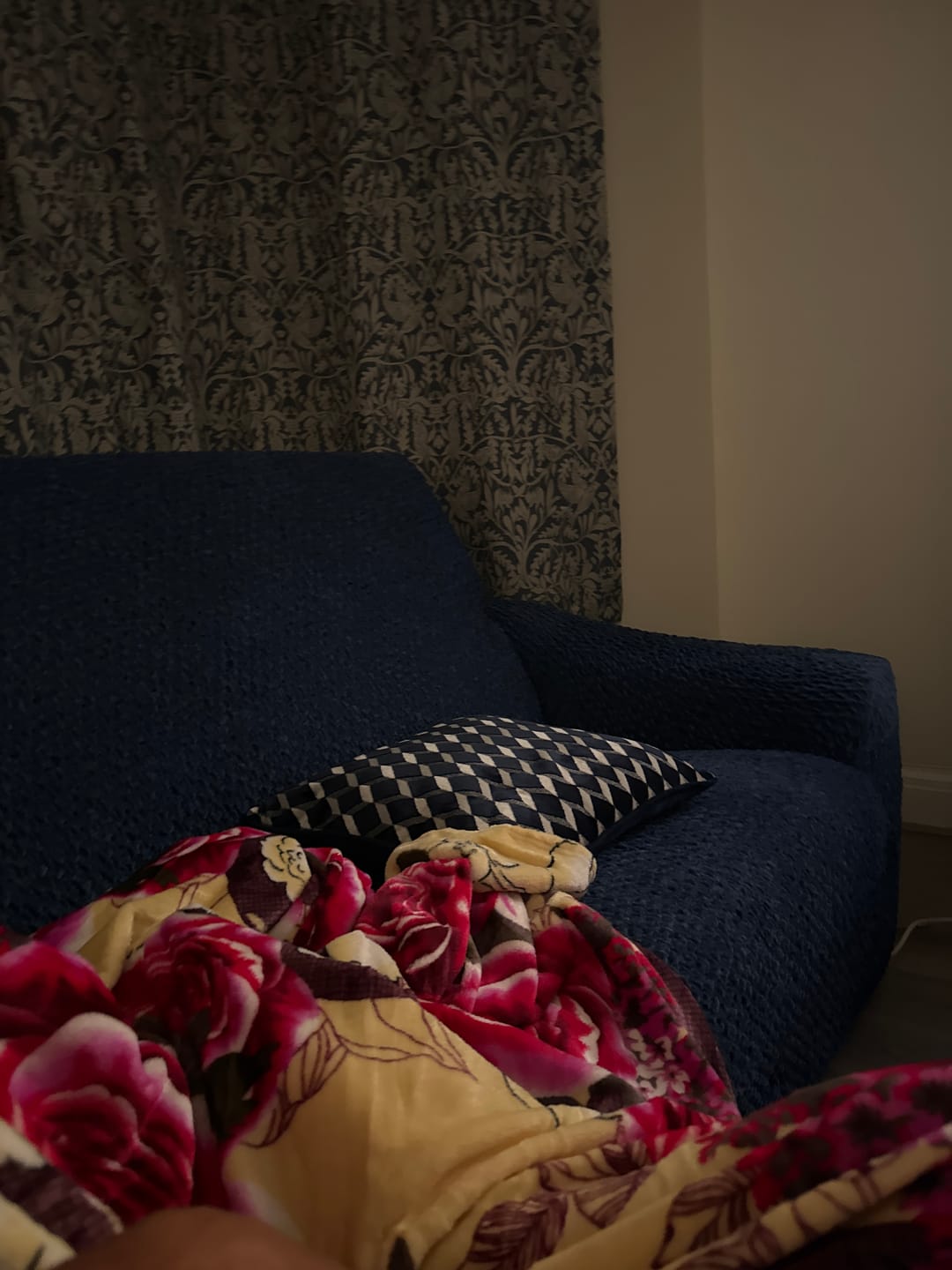 Customer photo review of Corner Sofa Cover - Blue, Velvet Collection