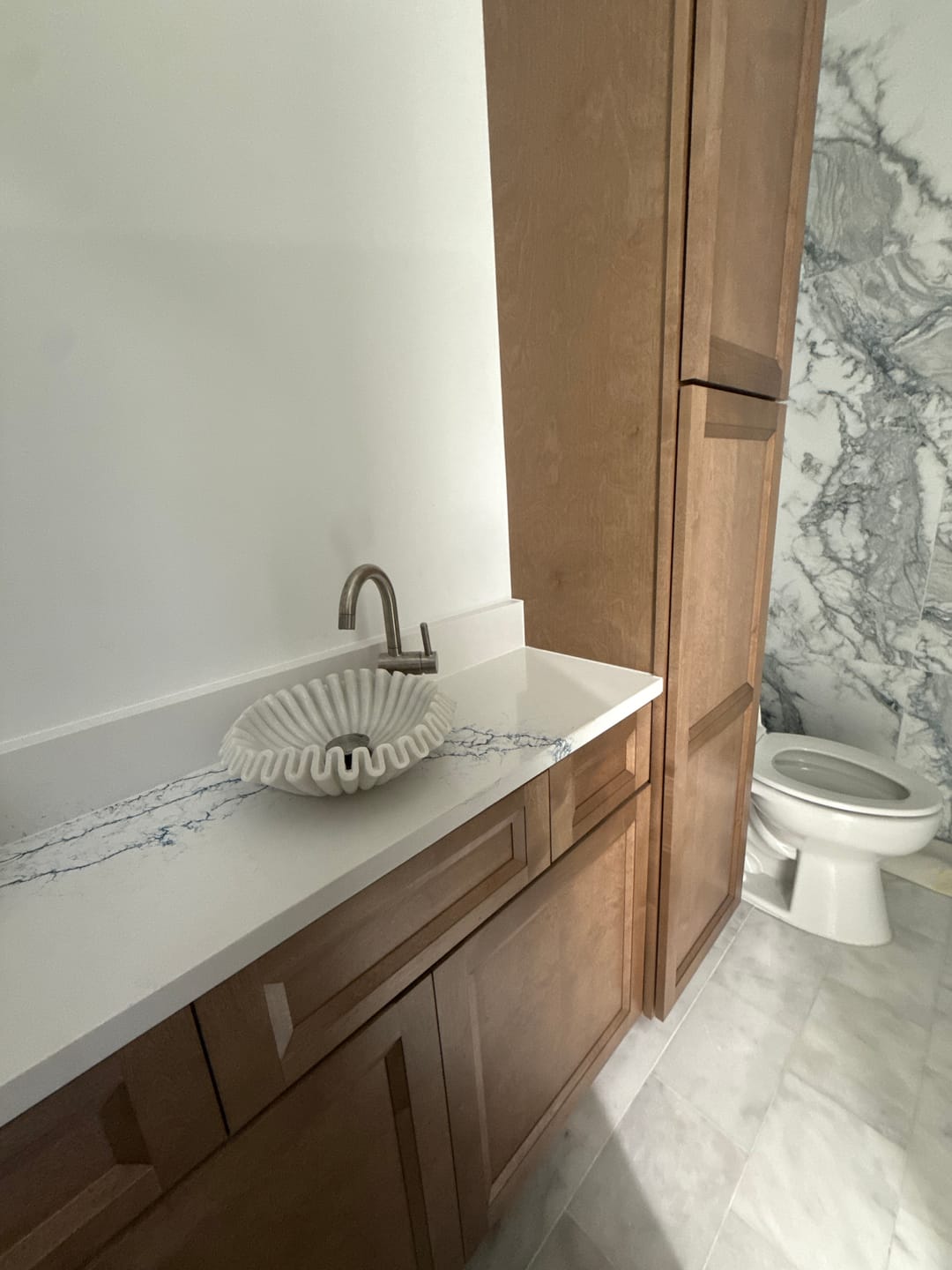 Customer photo review of Marble Ruffle Wash Basin