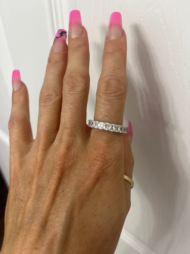 Customer photo review of Louily Elegant Radiant Cut Women's Wedding Band In Sterling Silver