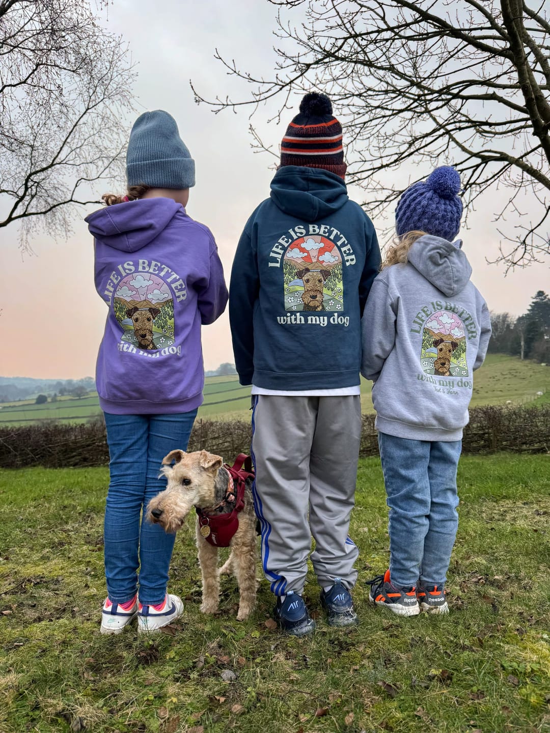 Customer photo review of Personalised Kids Life is Better with your dog Hoody