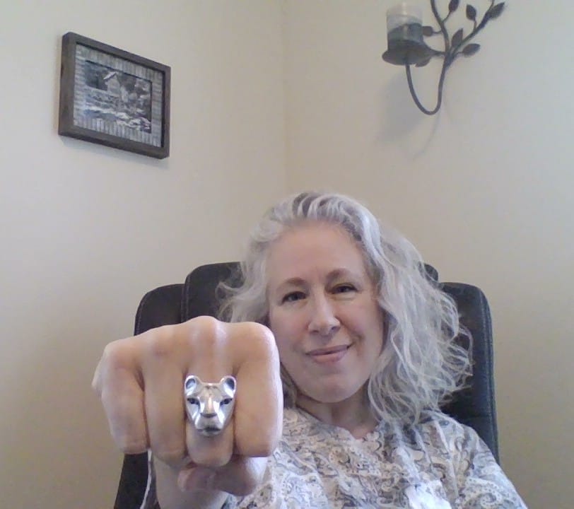 Customer photo review of Blue & White Lioness Ring
