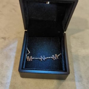 Customer photo review of Family Birthstone Bar Necklace, Baguette Stones for Mom
