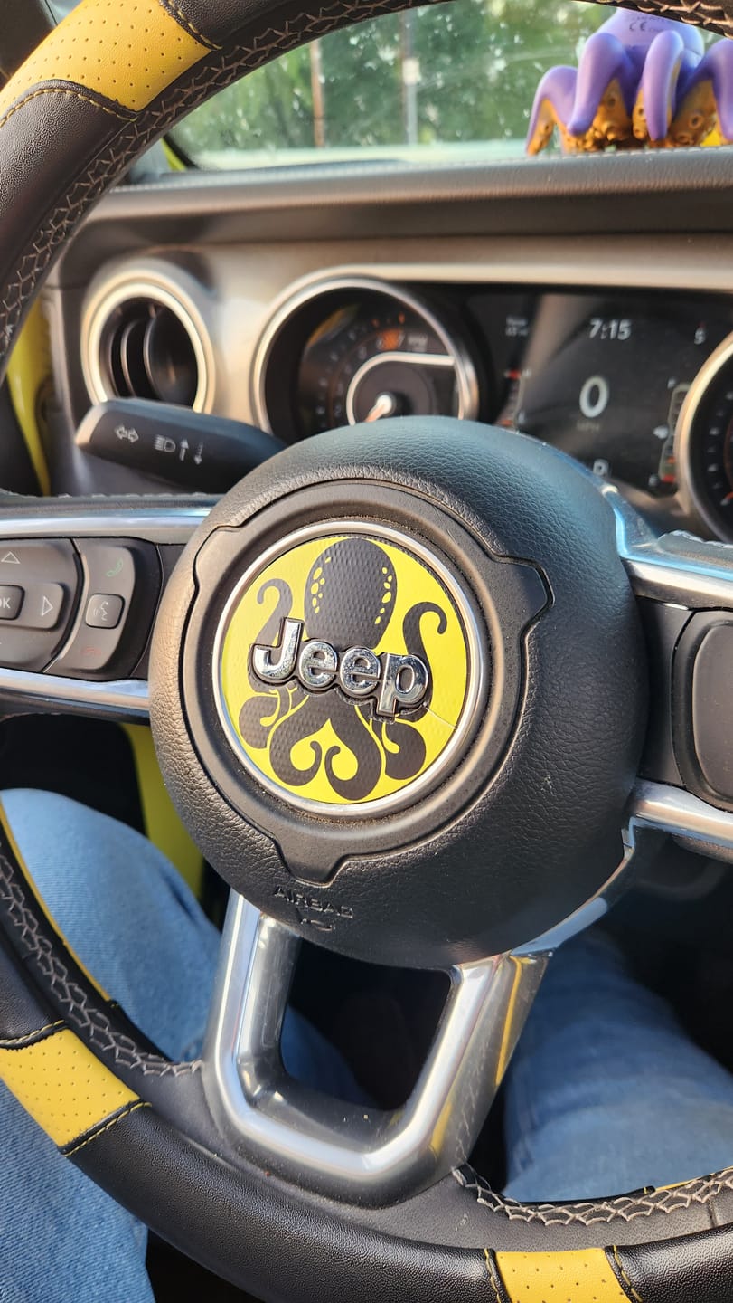 Customer photo review of Design Your Own Steering Wheel Decal for Jeep