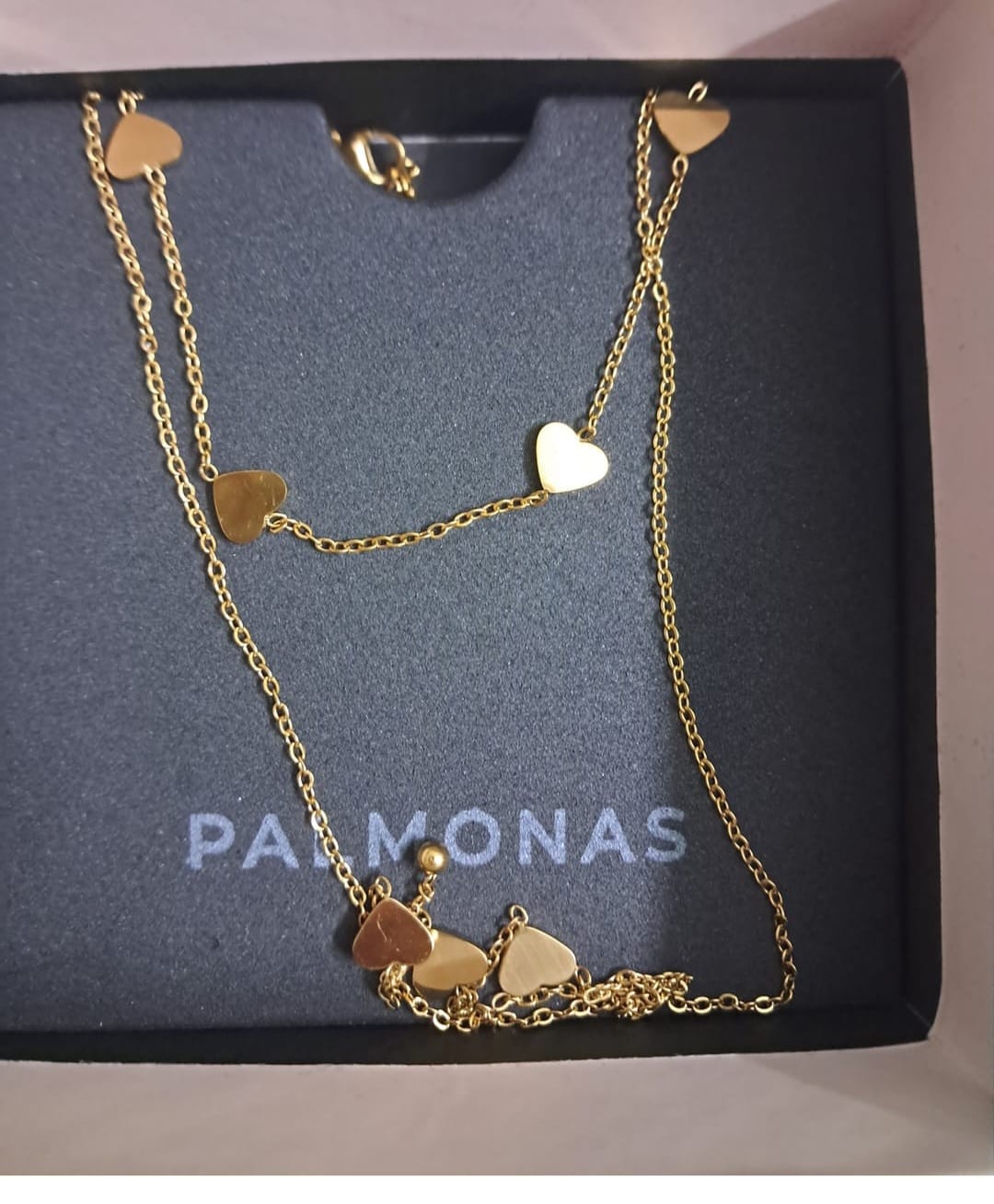 Customer photo review of Two-Layered Heart Charm Necklace