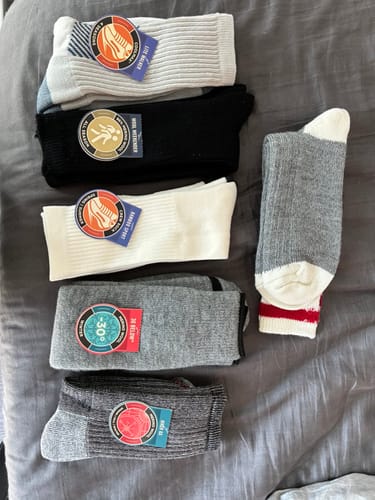Customer photo review of 5 PAIR - J.B. Field's "Best of" pack (1 Thermal, 1 Athletic, 1 Casual, 1 Hiking, 1 Boot Sock)