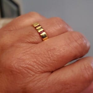 Customer photo review of Family Birthstone Bar Necklace, Baguette Stones for Mom