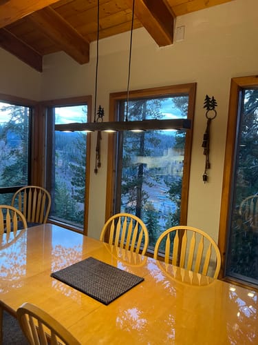 Customer photo review of Dimmable LED Rustic Linear Oak Wood Kitchen Island Pendant
