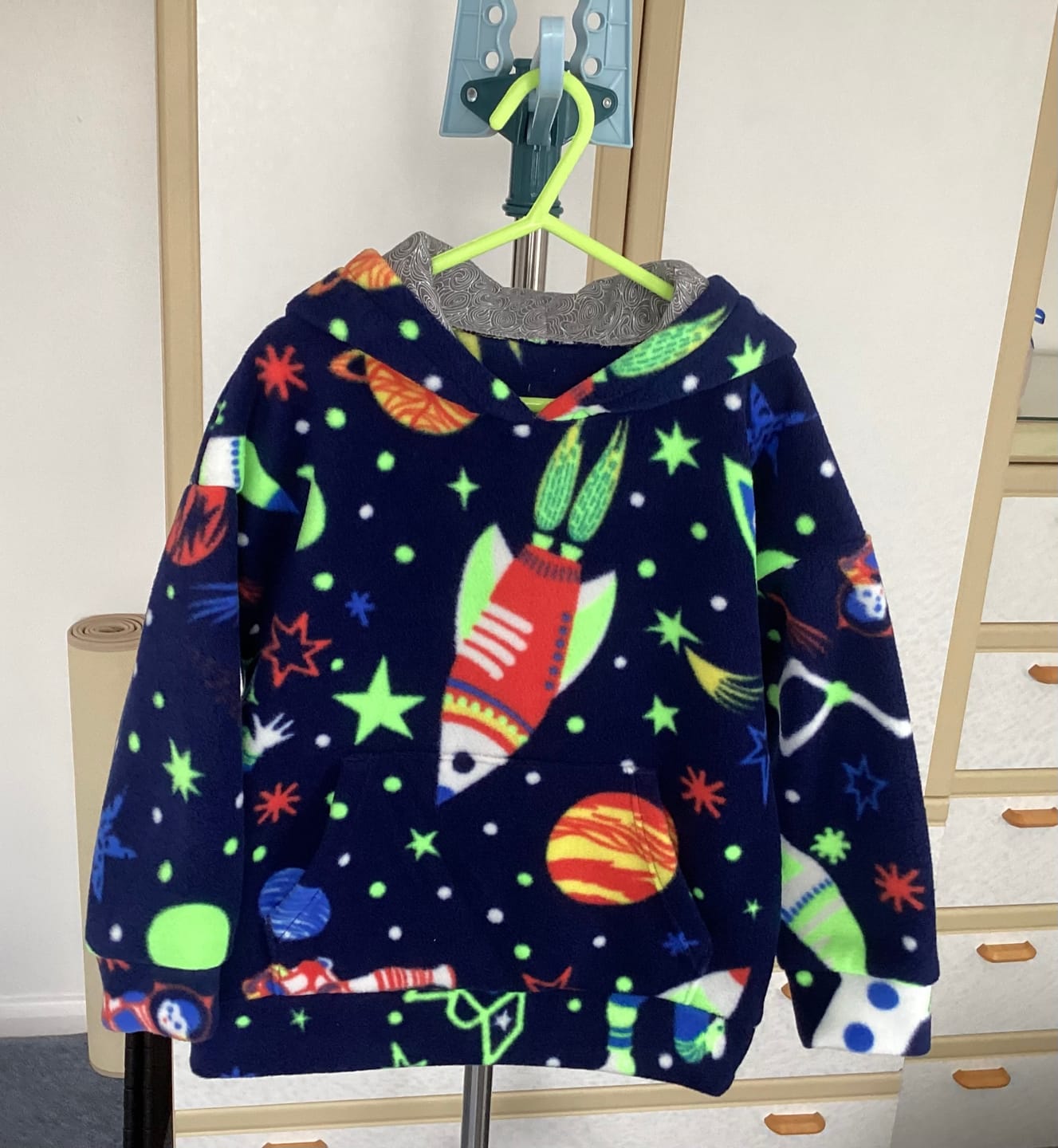 Customer photo review of Rockets in Outer Space Anti Pill Polar Fleece Fabric