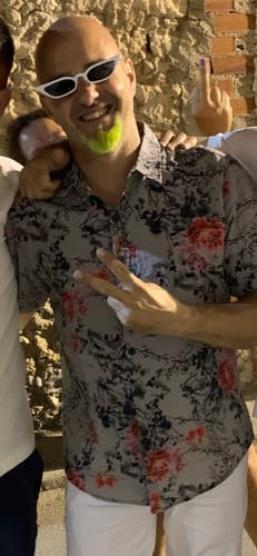 Customer photo review of Chemise à manches courtes à fleurs roses pour homme