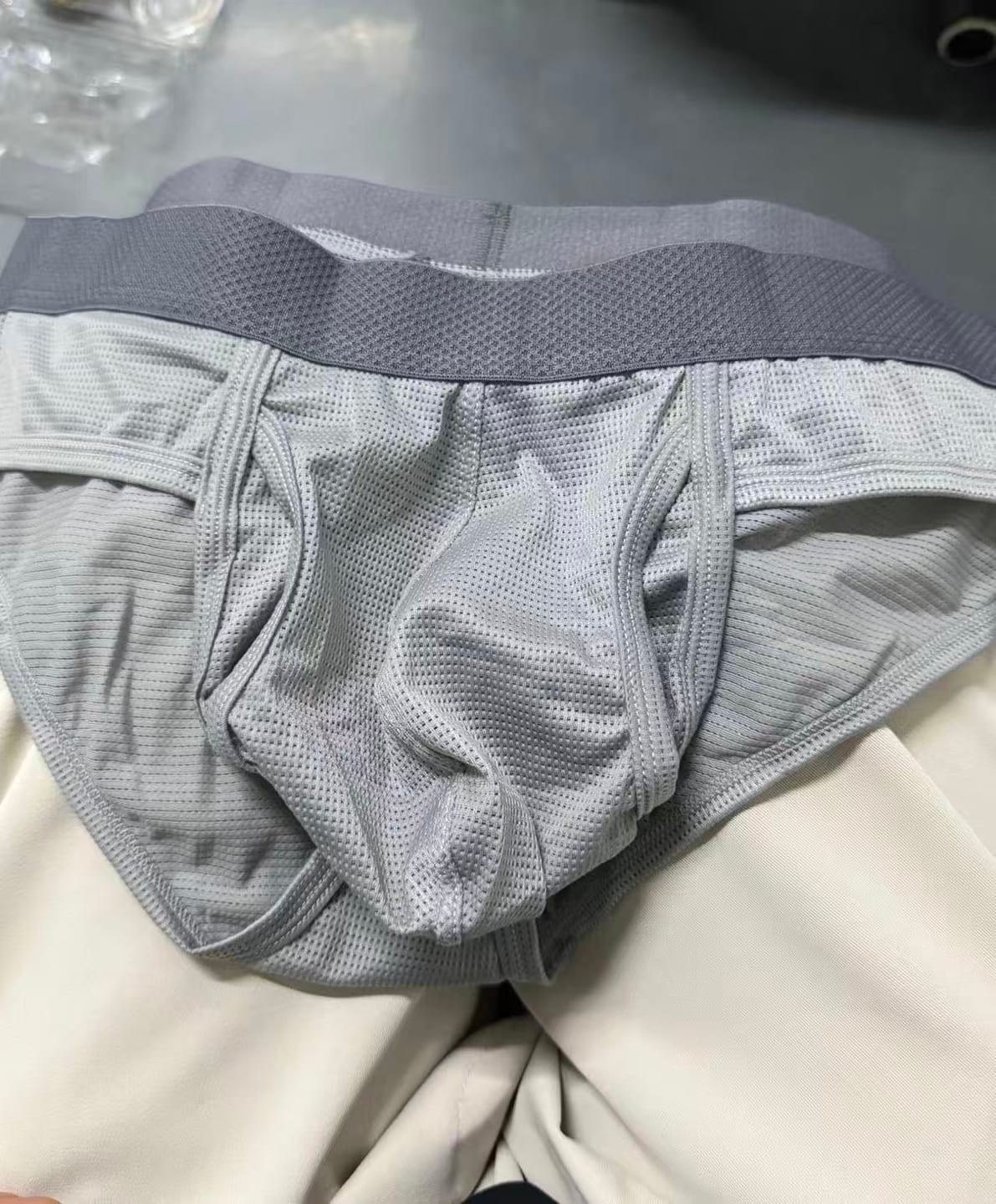 Customer photo review of 3 Pack Men's Ultra-Soft Breathable Mesh Ice Silk Briefs
