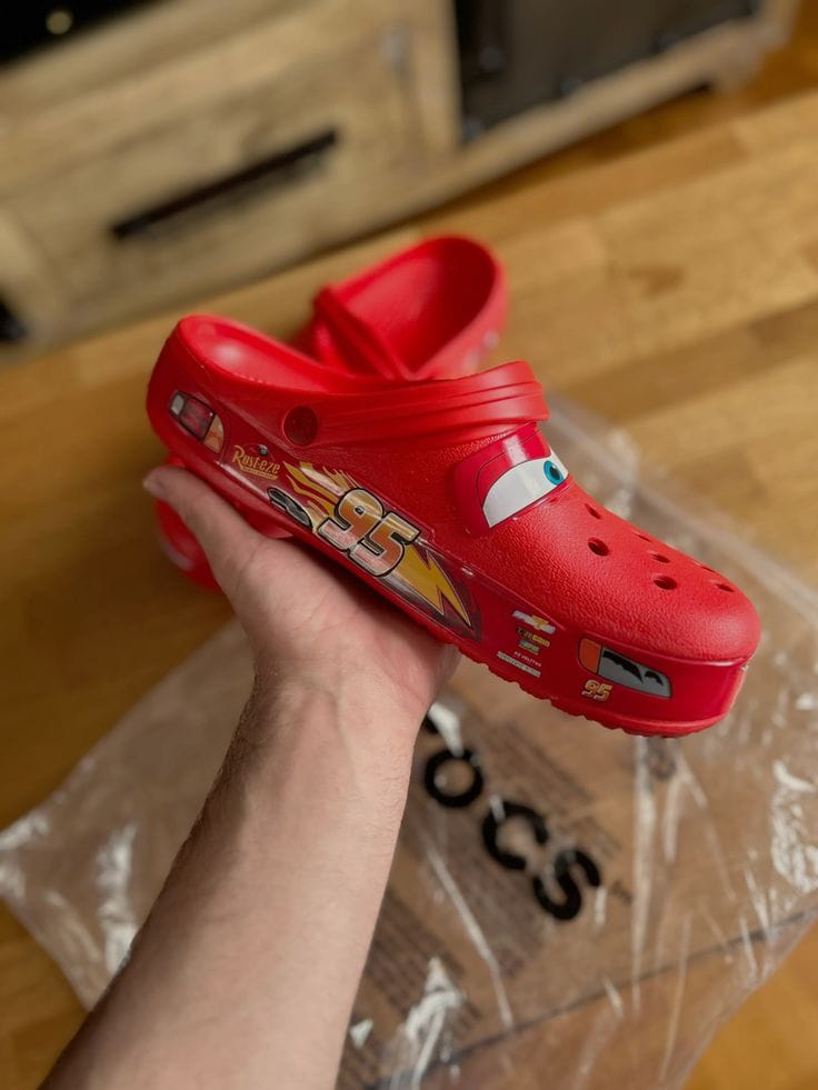 Customer photo review of Lightning McQueen Crocs – Red