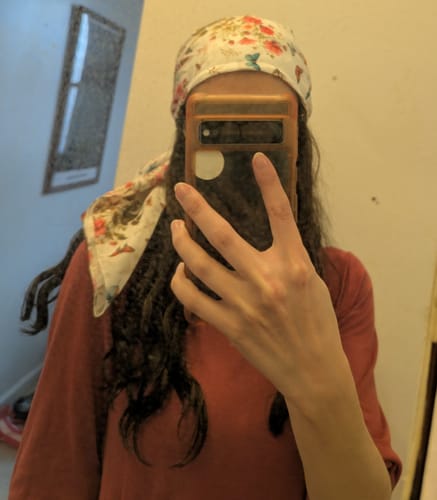 Customer photo review of Floral Flutter Triangle Scarf