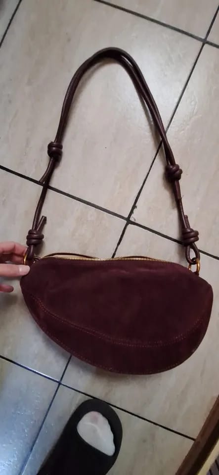 Customer photo review of Mary - Stylish Vegan Suede Shoulder Bag for Women, Trendy Crossbody Dumpling Design