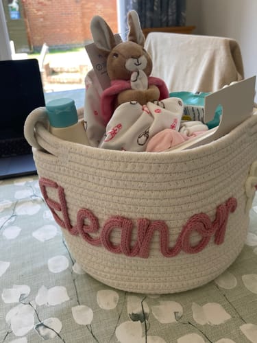 Customer photo review of Baby Knits™ Personalized Knitted Basket