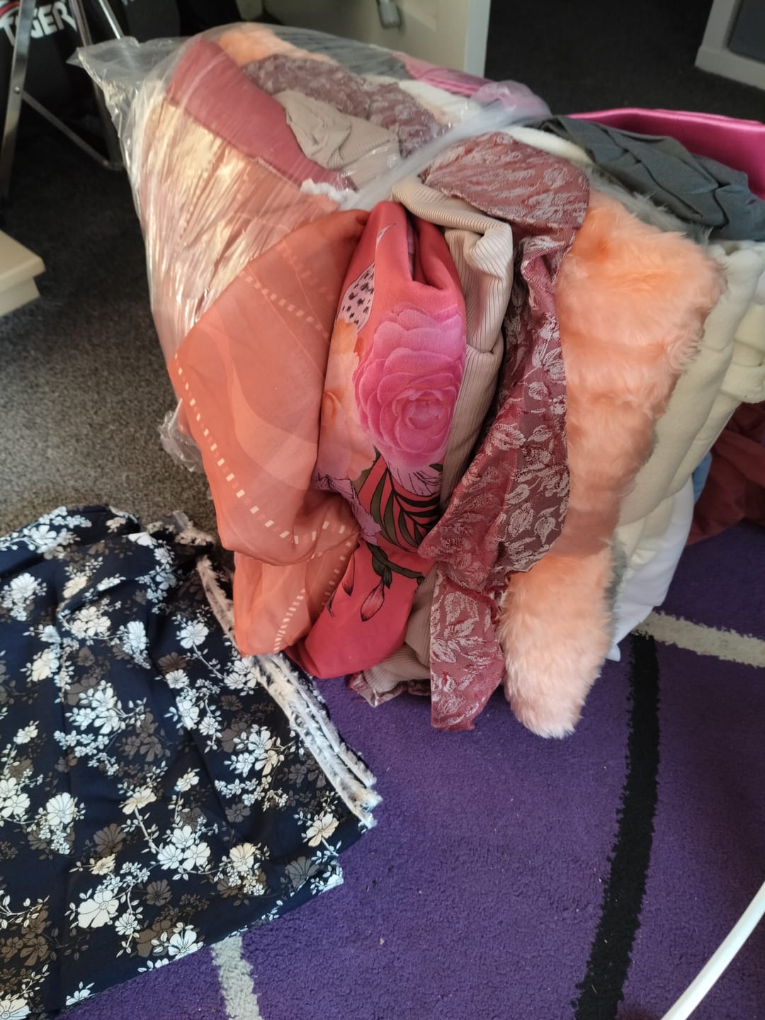 Customer photo review of 50p A Metre: Print & Plain Fabric Bundle