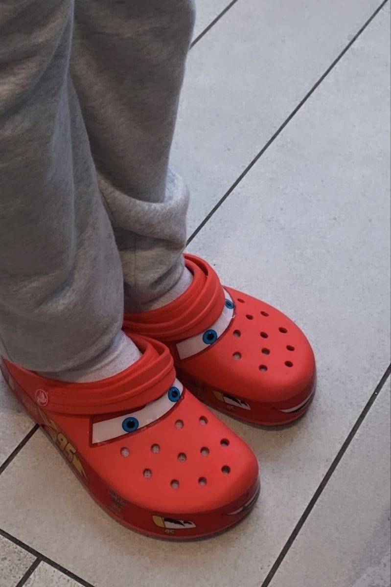 Customer photo review of Lightning McQueen Crocs – Red