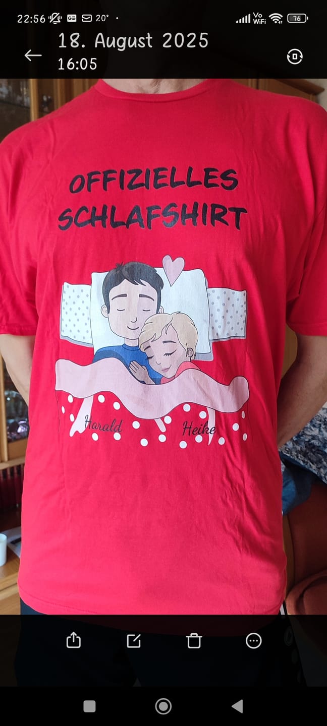 Customer photo review of Schlafmützen - Personalisiertes T-Shirt