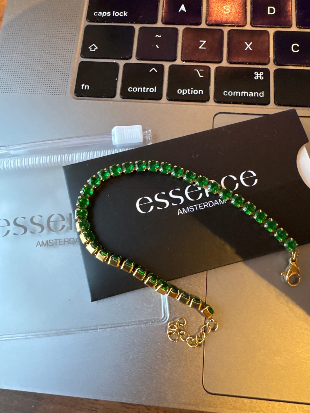 Customer photo review of Tennis Green Bracelet (Gold)