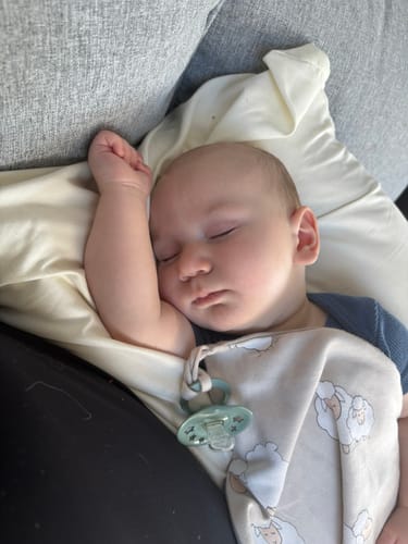 Customer photo review of Lovey, Merino Wool and Organic Cotton with Removable Teething Ring, Sheep