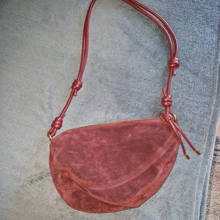 Customer photo review of Mary - Stylish Vegan Suede Shoulder Bag for Women, Trendy Crossbody Dumpling Design
