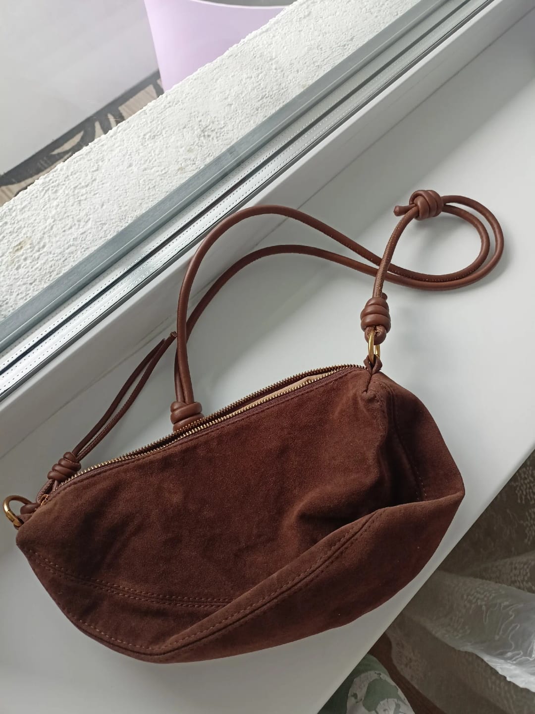 Customer photo review of Mary - Stylish Vegan Suede Shoulder Bag for Women, Trendy Crossbody Dumpling Design