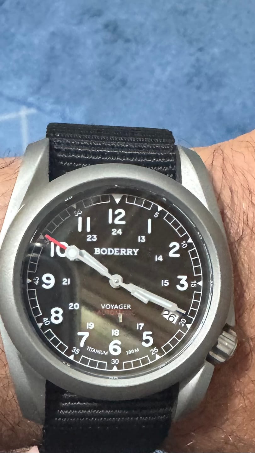 Customer photo review of VOYAGER - 100M Waterproof Titanium Automatic Field Watch | Black