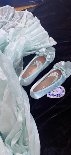 Customer photo review of Satin leather bow flats