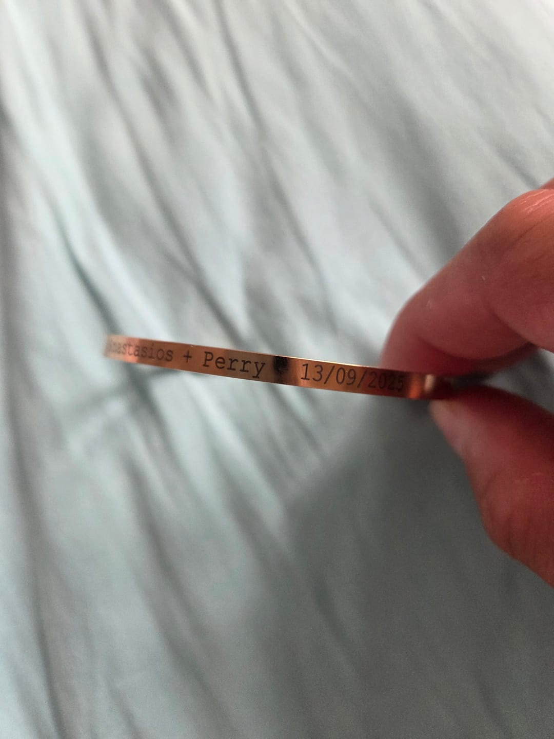 Customer photo review of Rose Gold Personalised Cuff Bracelet