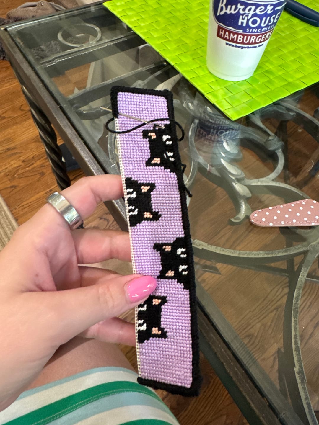 Customer photo review of Cats Key Fob Needlepoint Kit