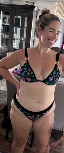 Customer photo review of JESSIE Midnight Bloom Ruffle Classic Bikini Bottom