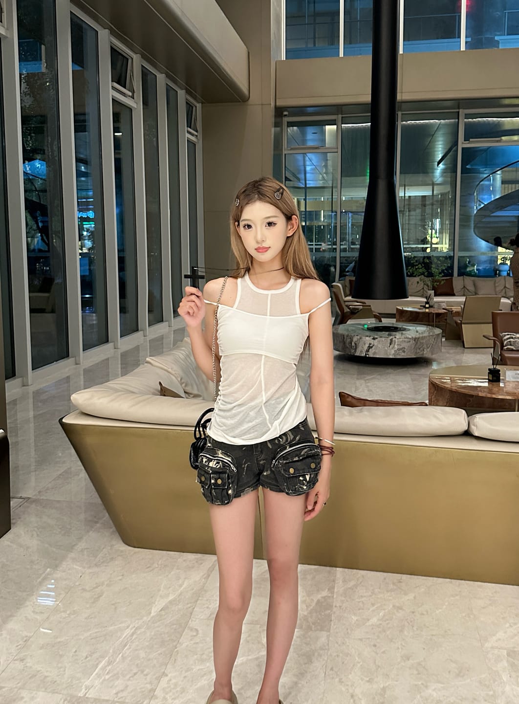 Customer photo review of WARDEN EDGE Cutout Layered Tank Top with Asymmetric Hem